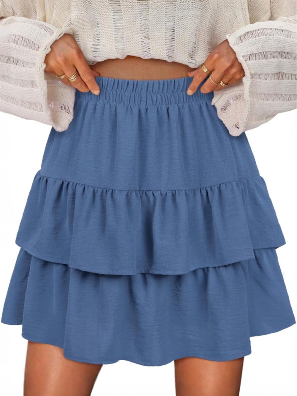 Ruffle Mini Skirts for Women 2025 High Waist Flowy Summer Vacation Casual Beach